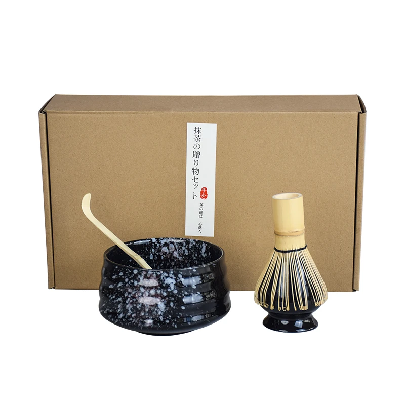 4pcs/set Handmade Home Easy Clean Matcha Tea Set Tool Stand Kit Bowl Whisk Scoop Gift Ceremony Traditional Japanese Accessories